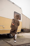 DAILY BRAT fuzzy teddy leopard pants camel
