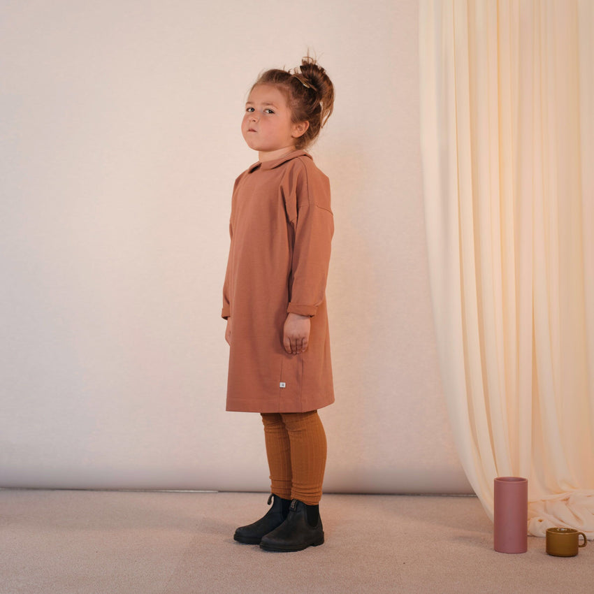 REPOSE AMS dress with collar russet - Pulu 