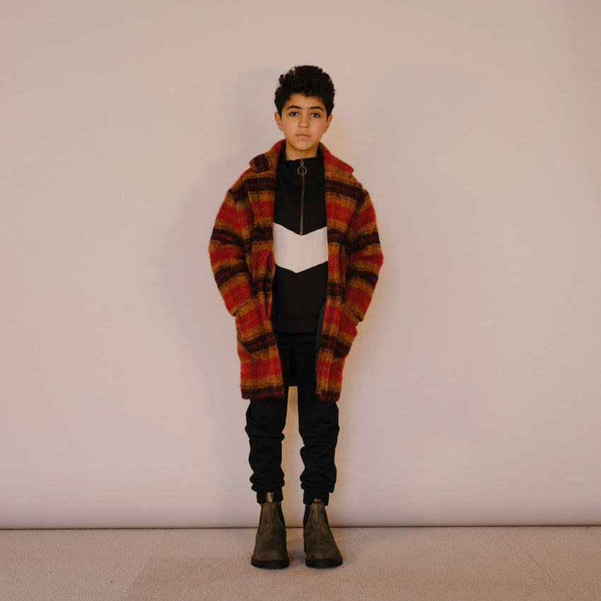 REPOSE AMS overcoat warm red check - Pulu 
