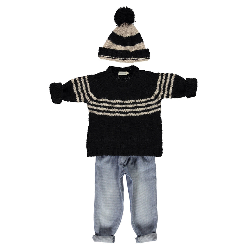 PIUPIUCHICK knitted sweater black/ecru - Pulu 