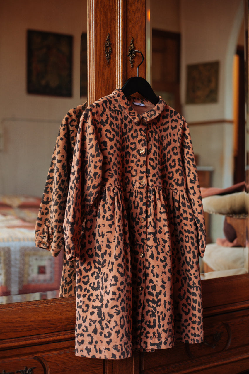 DAILY BRAT brooke leopard corduroy dress hazel