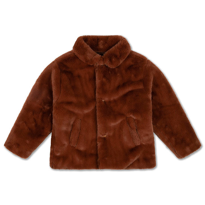 REPOSE AMS boxy collar coat warm chestnut 