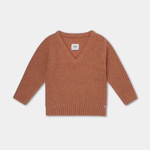REPOSE AMS knitted v neck sweater rusty apricot - Pulu 