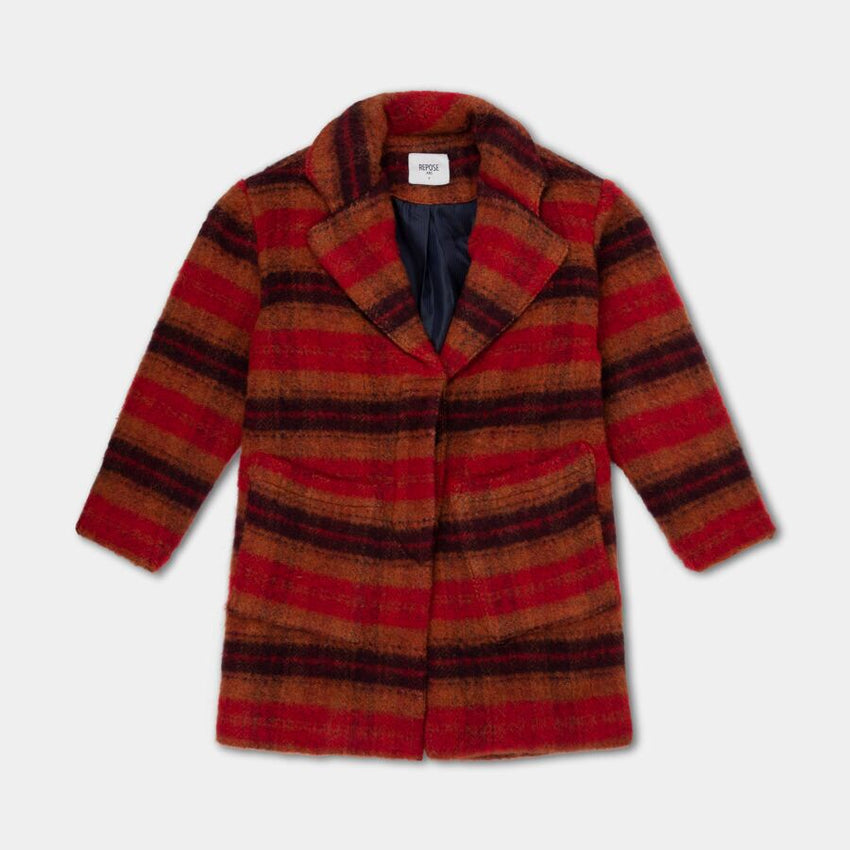 REPOSE AMS overcoat warm red check - Pulu 
